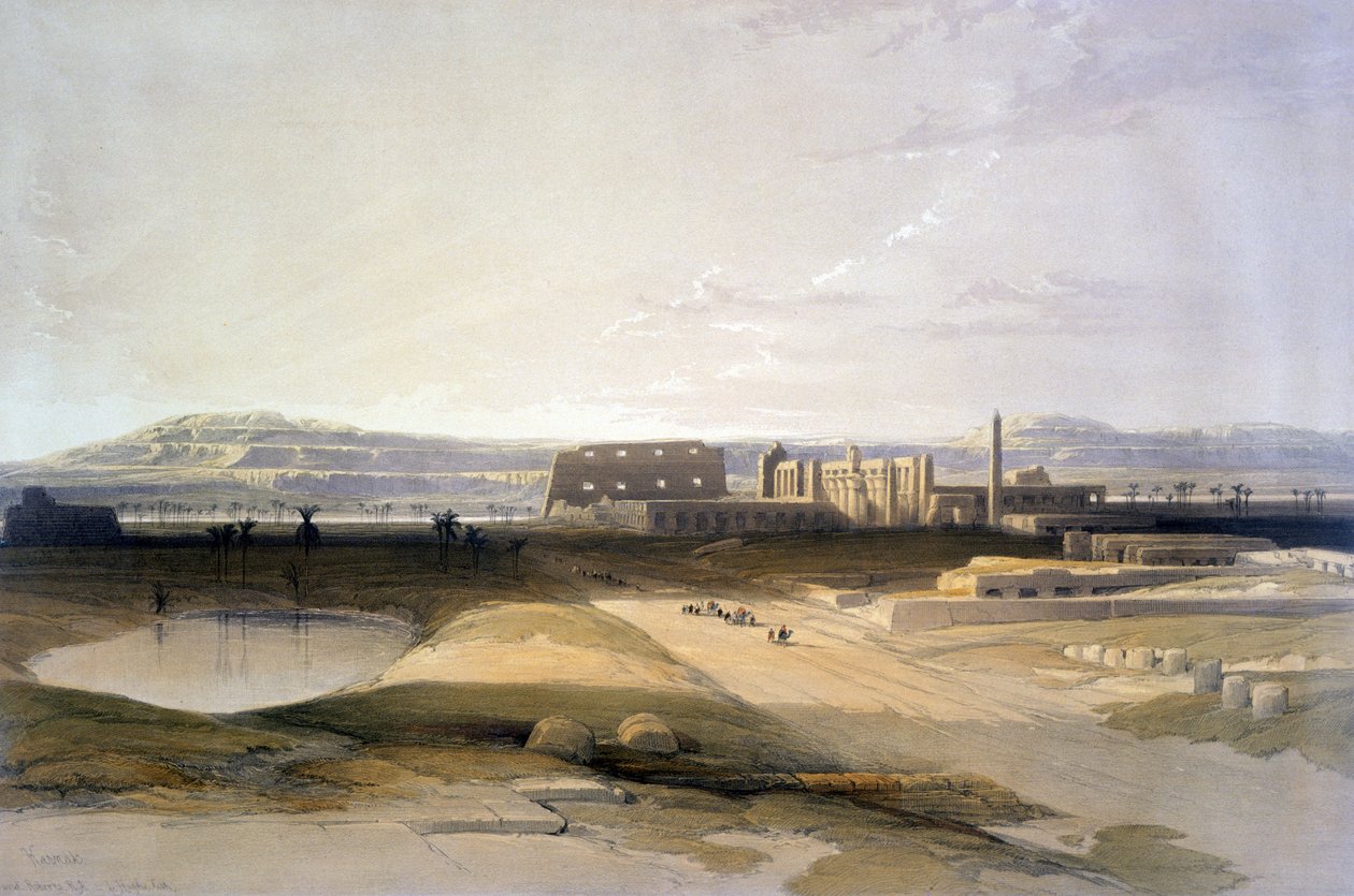 Karnak". Litografia del 1856 da David Roberts (1796-1864), artista e orientalista scozzese. da David Roberts