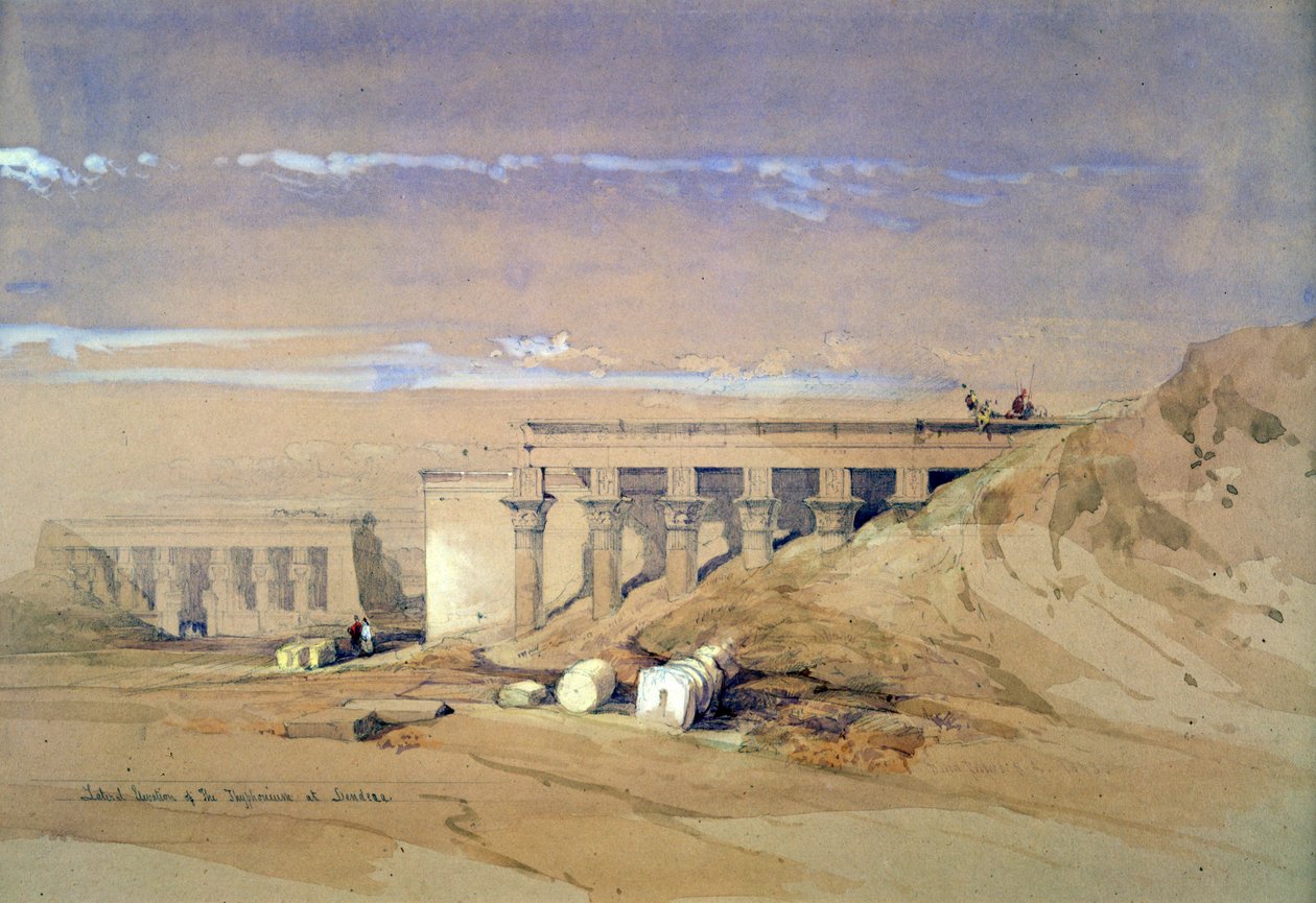 Vista laterale del tempio chiamato Tifoneo a Dendera, Egitto, XIX secolo da David Roberts
