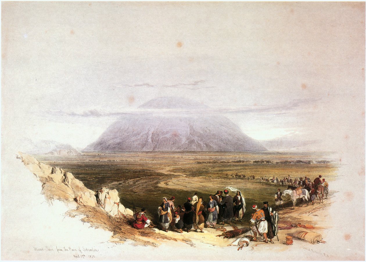 Il Monte Tabor visto dalla pianura di Jesreel, Israele (incisione) da David Roberts