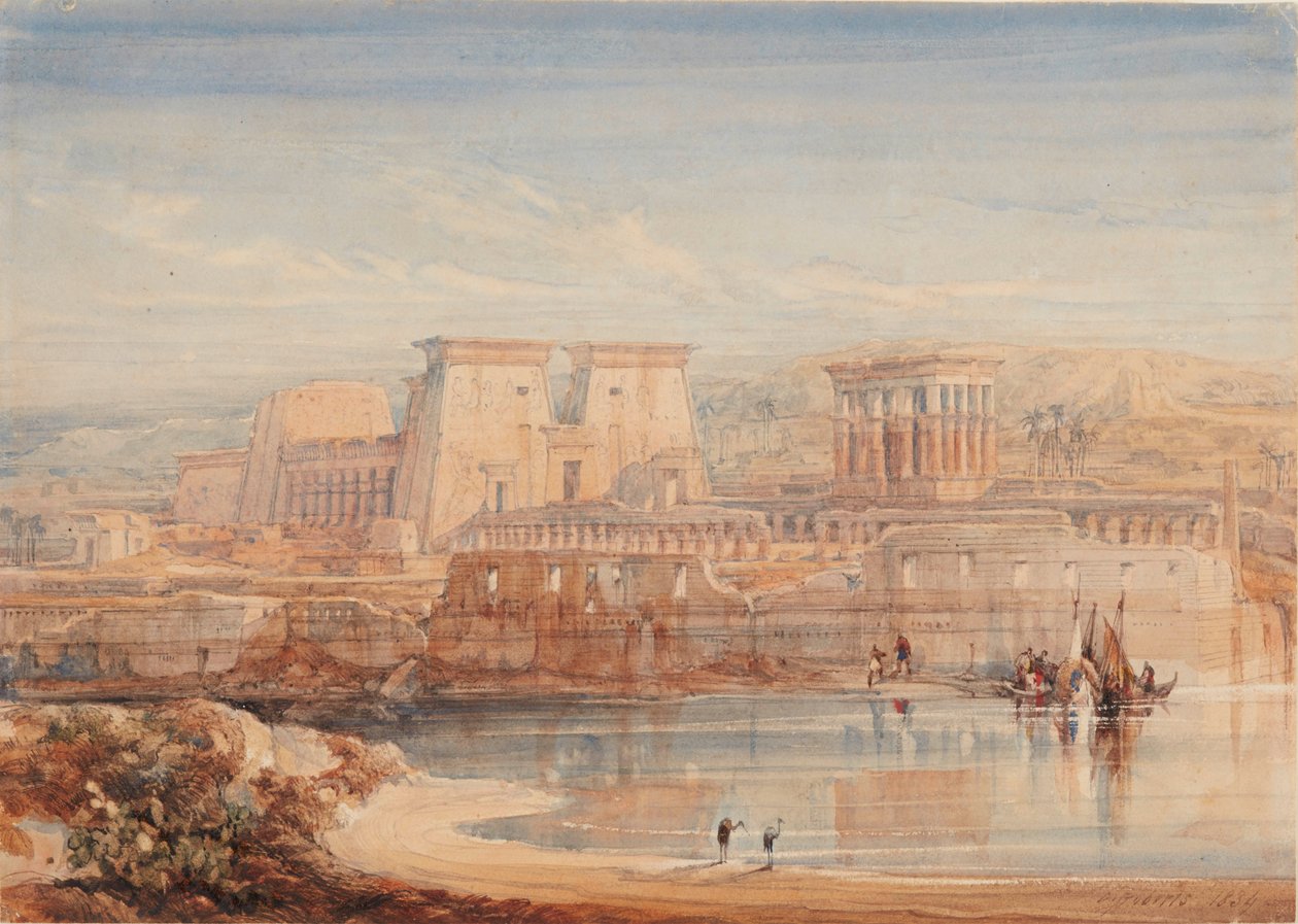 Philae: una vista dei templi da sud da David Roberts