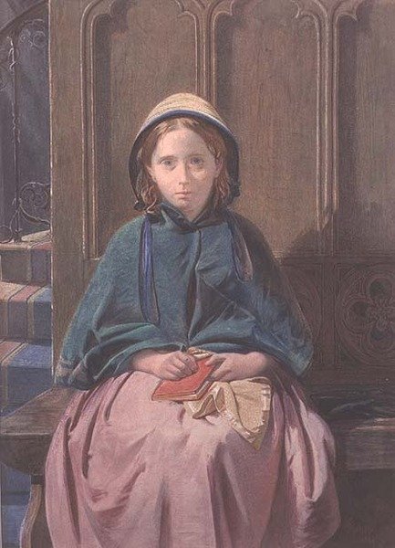 Ritratto di una ragazza che legge in un banco di chiesa da David Roberts