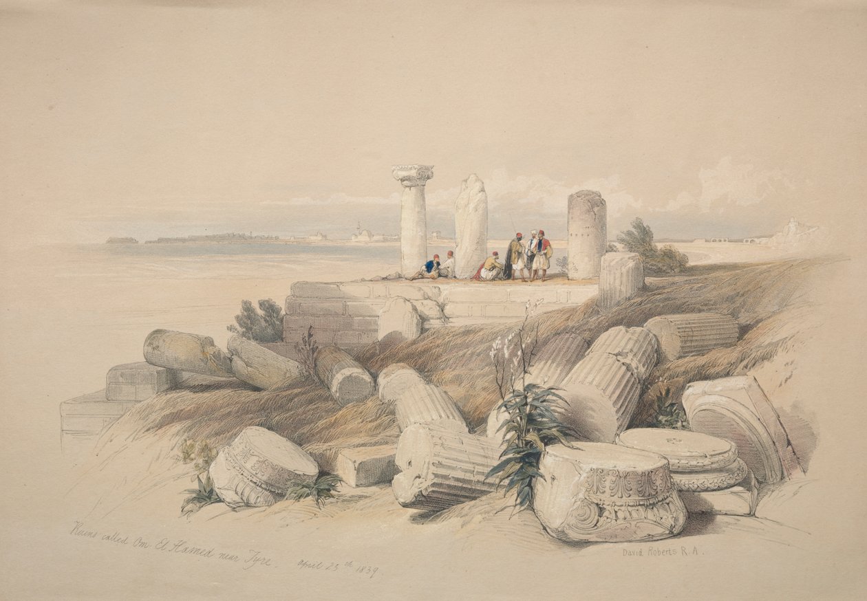 Rovine chiamate Om El Hamed vicino a Tiro da David Roberts
