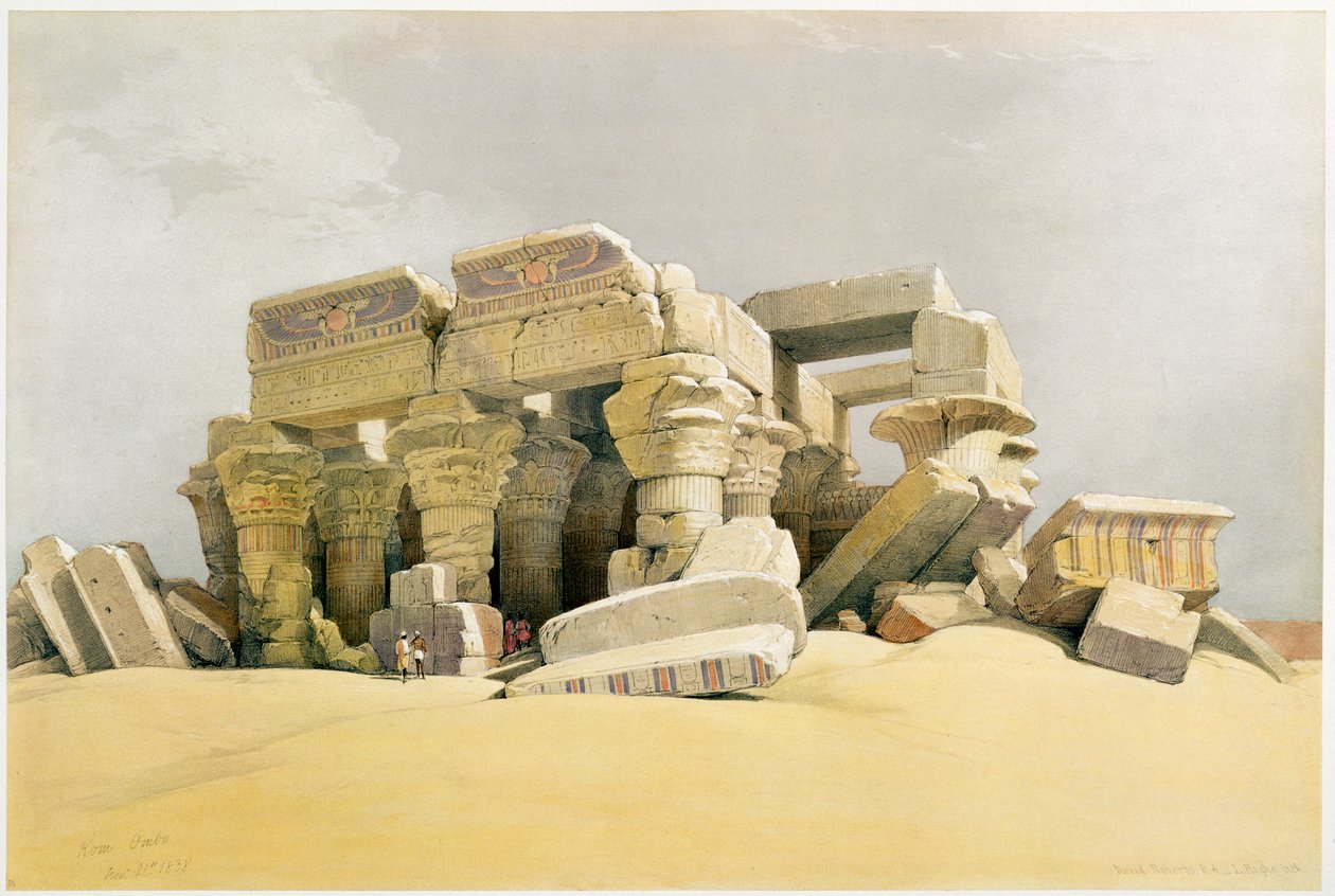 Rovine del Tempio di Kom Ombo, Egitto da David Roberts