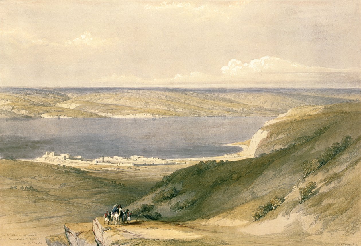 Mare di Galilea o Genezareth, verso Bashan, 21 aprile 1839, tavola 36 da Volume I di 