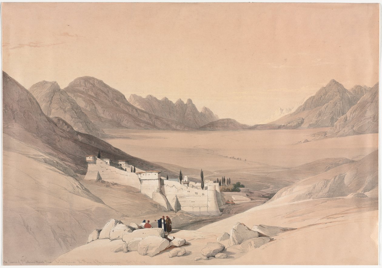 Il Convento di Santa Caterina, Monte Sinai, guardando verso la Piana dell
