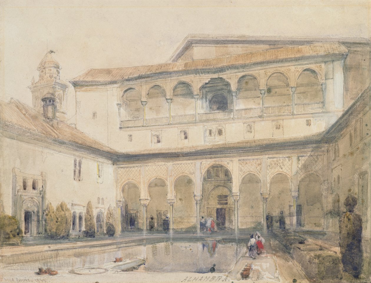 La Corte dei Mirti, Alhambra (o Sala dei Mirti, Alhambra) 1833 da David Roberts