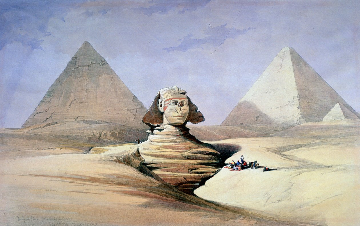 La Grande Sfinge e le Piramidi di Giza, 1838-1839 da David Roberts