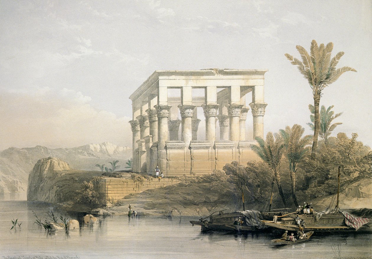 Il Tempio Ipatrale a File, chiamato il Letto del Faraone, inciso da Louis Haghe, pub. nel 1843 da David Roberts