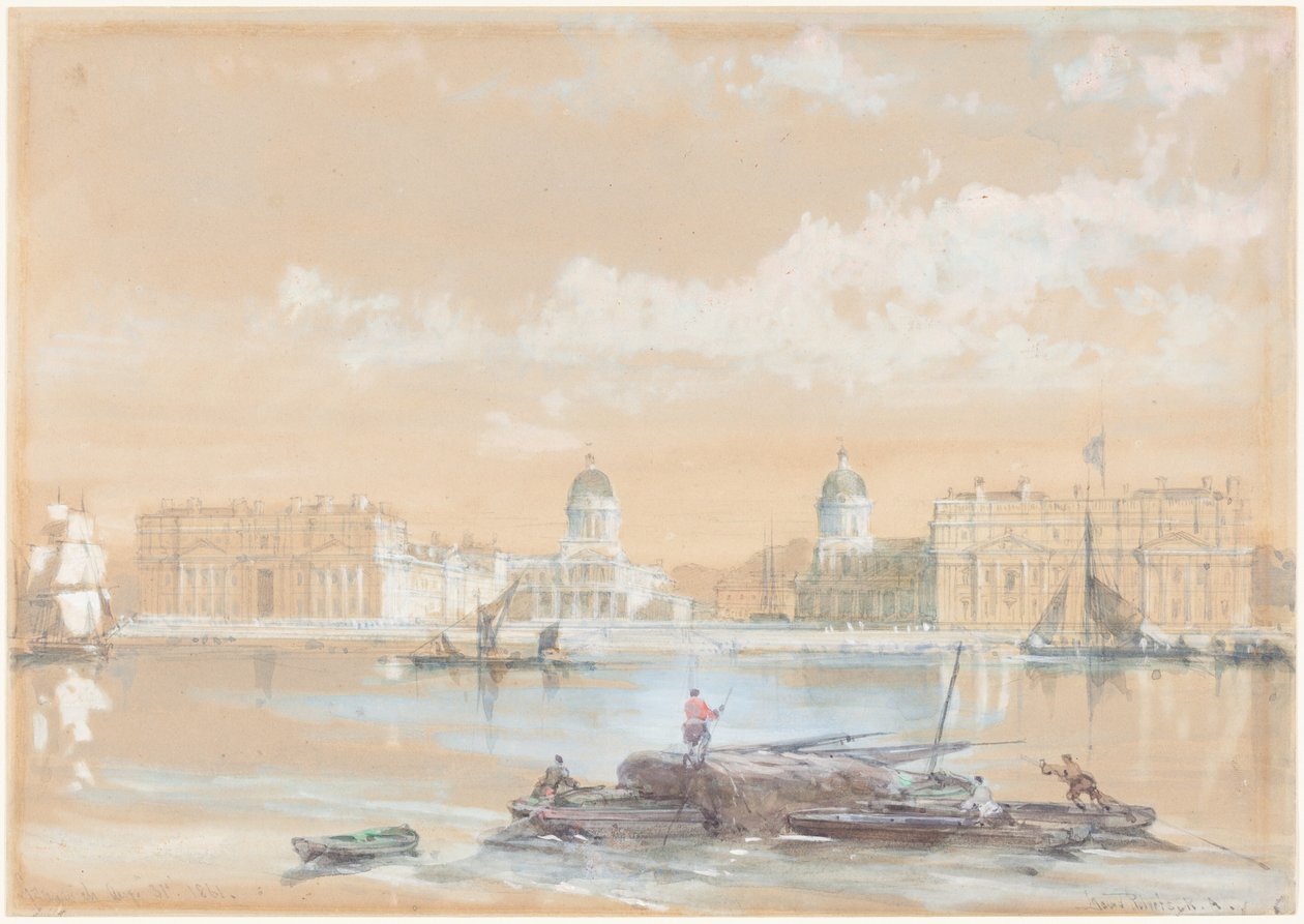 Il Collegio Navale visto dal fiume a Greenwich da David Roberts