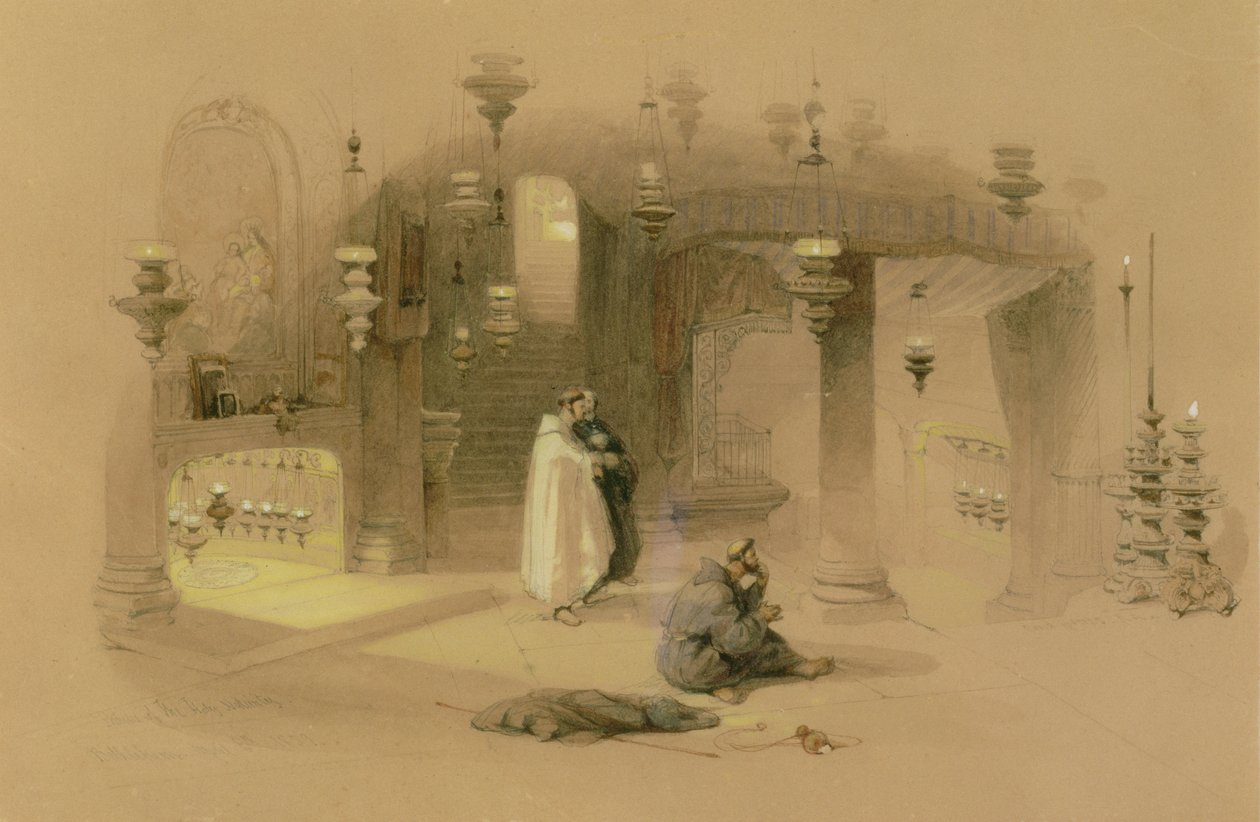 Il santuario della Santa Natività, Betlemme, 1839 da David Roberts