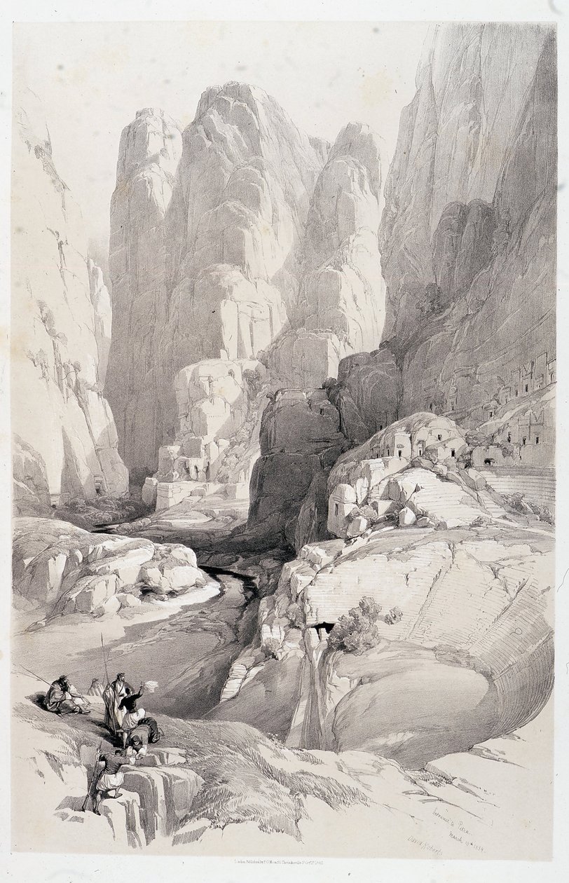 Il Teatro (ingresso a Petra), disegno realizzato il 10/03/1839 in "La Terra Santa", Londra 1849 da David Roberts