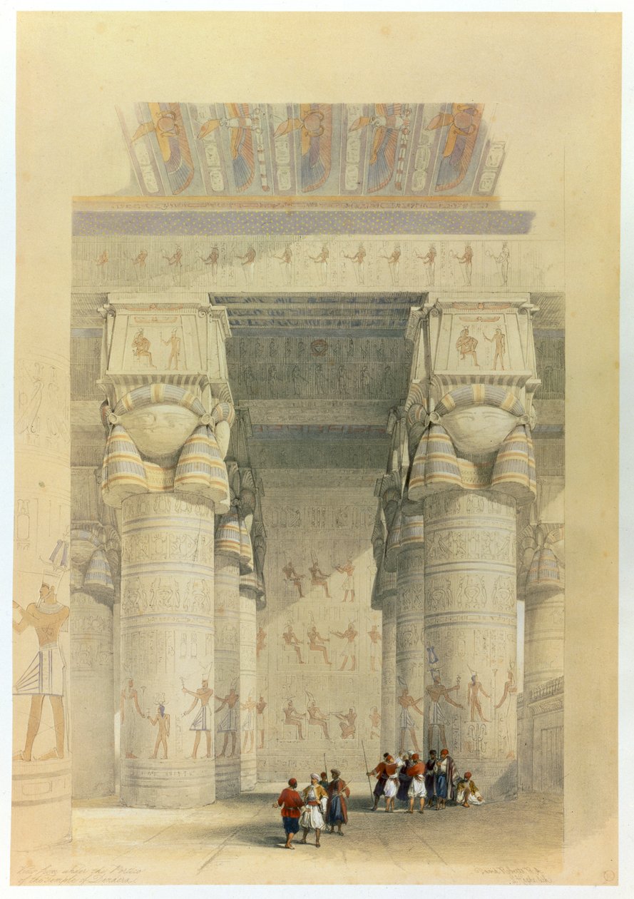 Vista sotto il portico del Tempio di Denderah, Egitto, XIX secolo da David Roberts