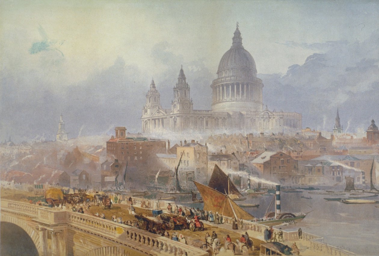 Veduta del Blackfriars Bridge e della Cattedrale di San Paolo, Londra da David Roberts
