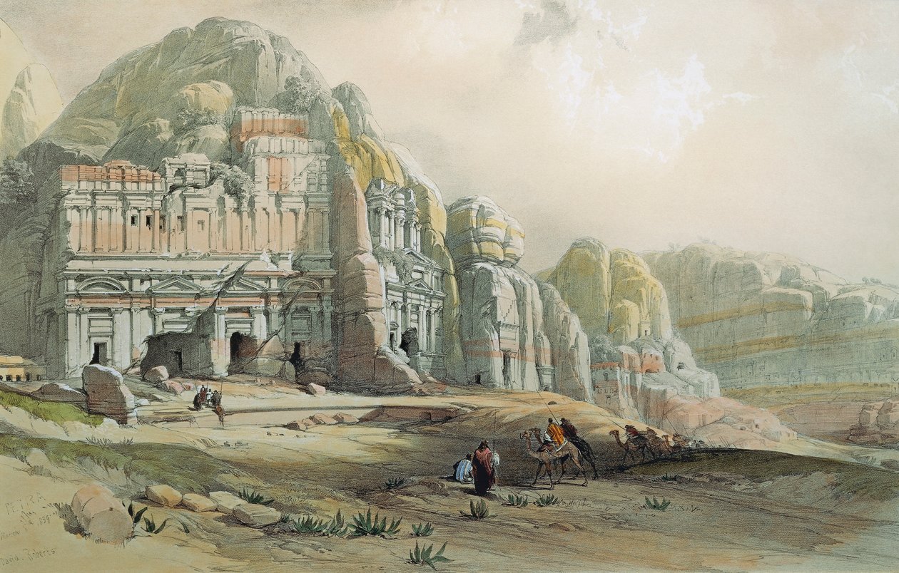 Veduta delle rovine di Petra, Giordania da David Roberts