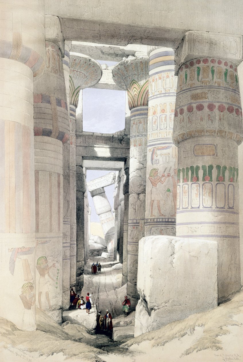 Vista attraverso la Sala delle Colonne, Karnak, Egitto da David Roberts
