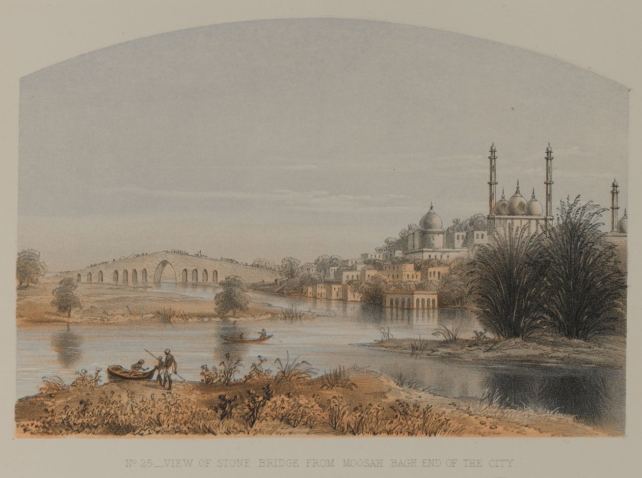 Vista del Ponte di Pietra dal lato di Moosah Bagh della città da David Scott Lieutenant Colonel (after) Dodgson