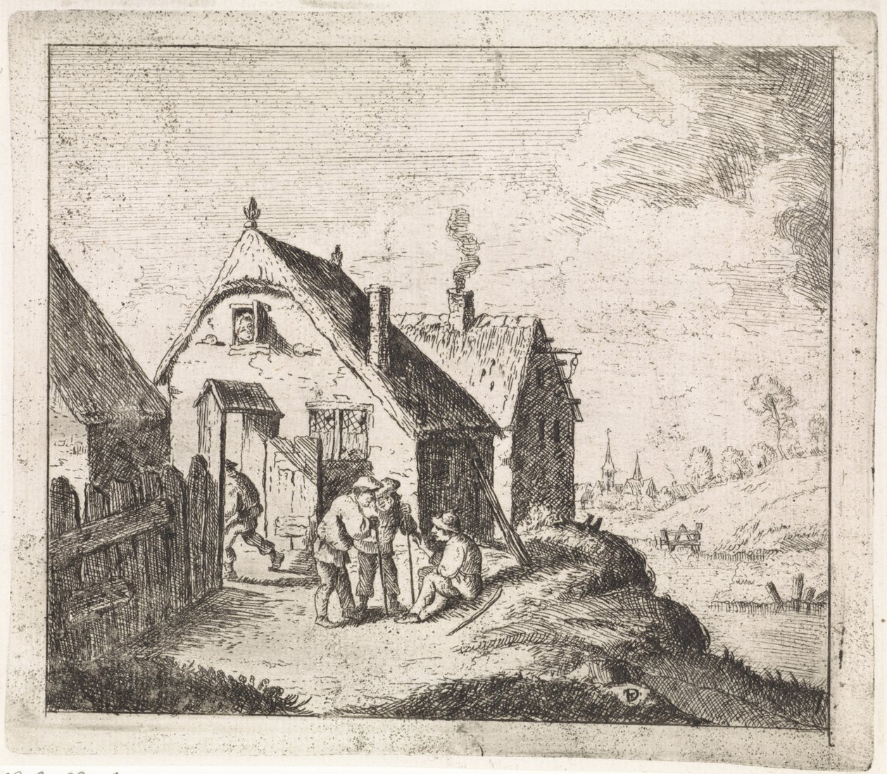 Tre uomini che conversano vicino a una casa da David Teniers (II)