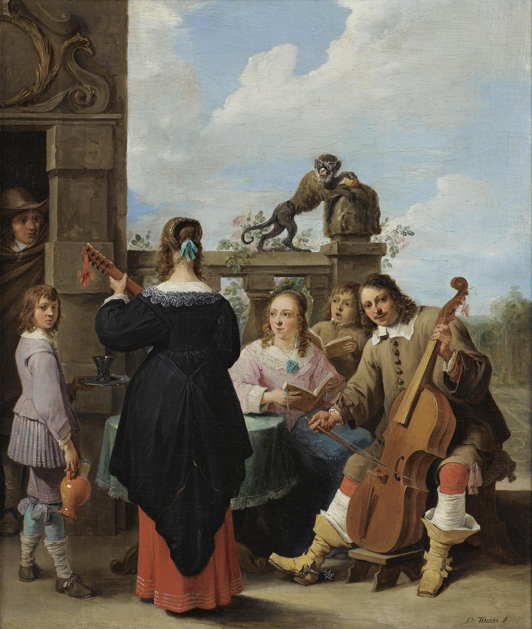 Un concerto per famiglie su una terrazza da David Teniers the Younger