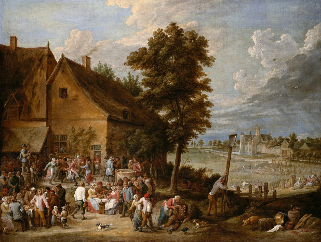 Una festa al tempo del raccolto, con la casa di Drij Toren sullo sfondo da David Teniers the Younger
