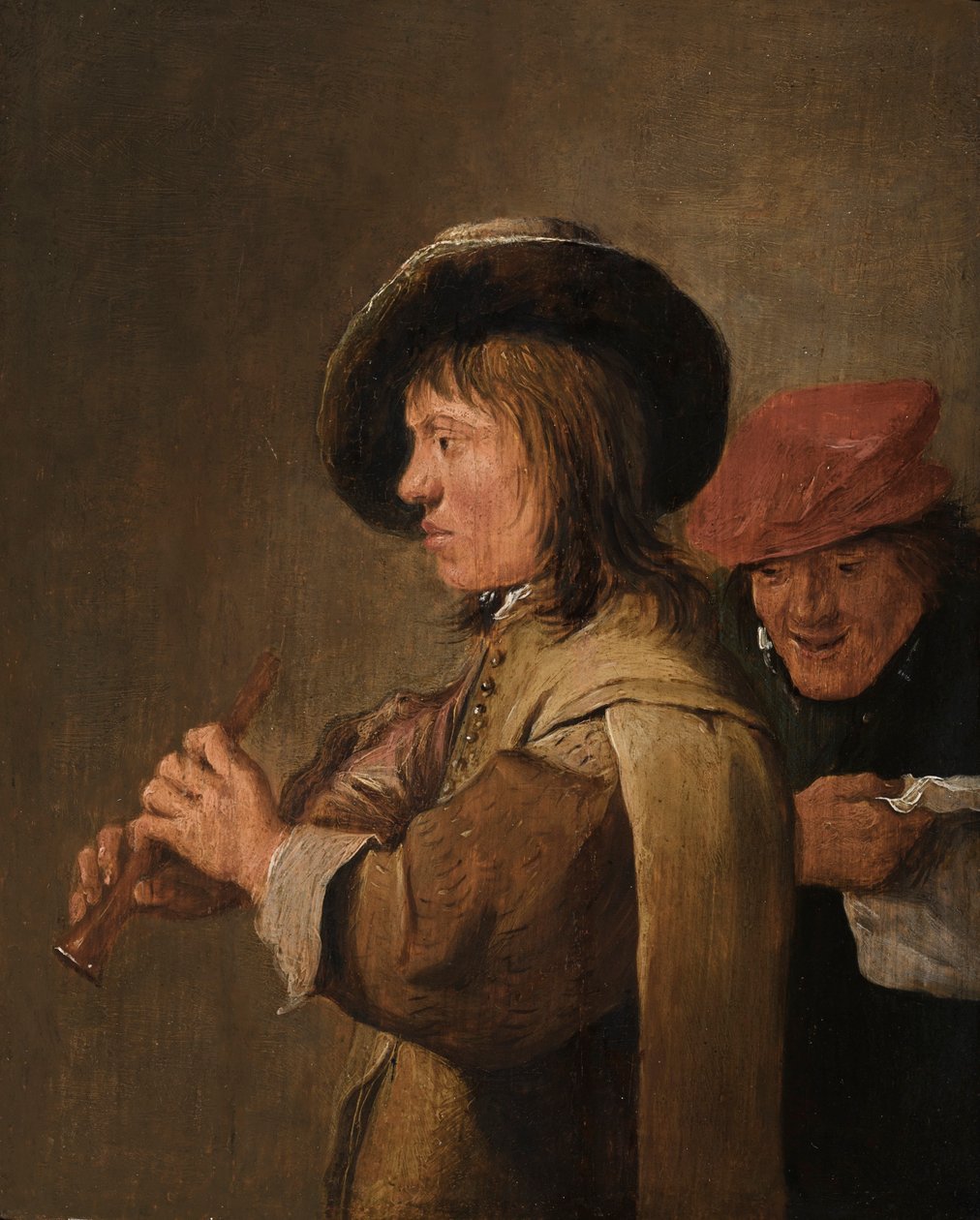 Un flautista di profilo da David Teniers the Younger