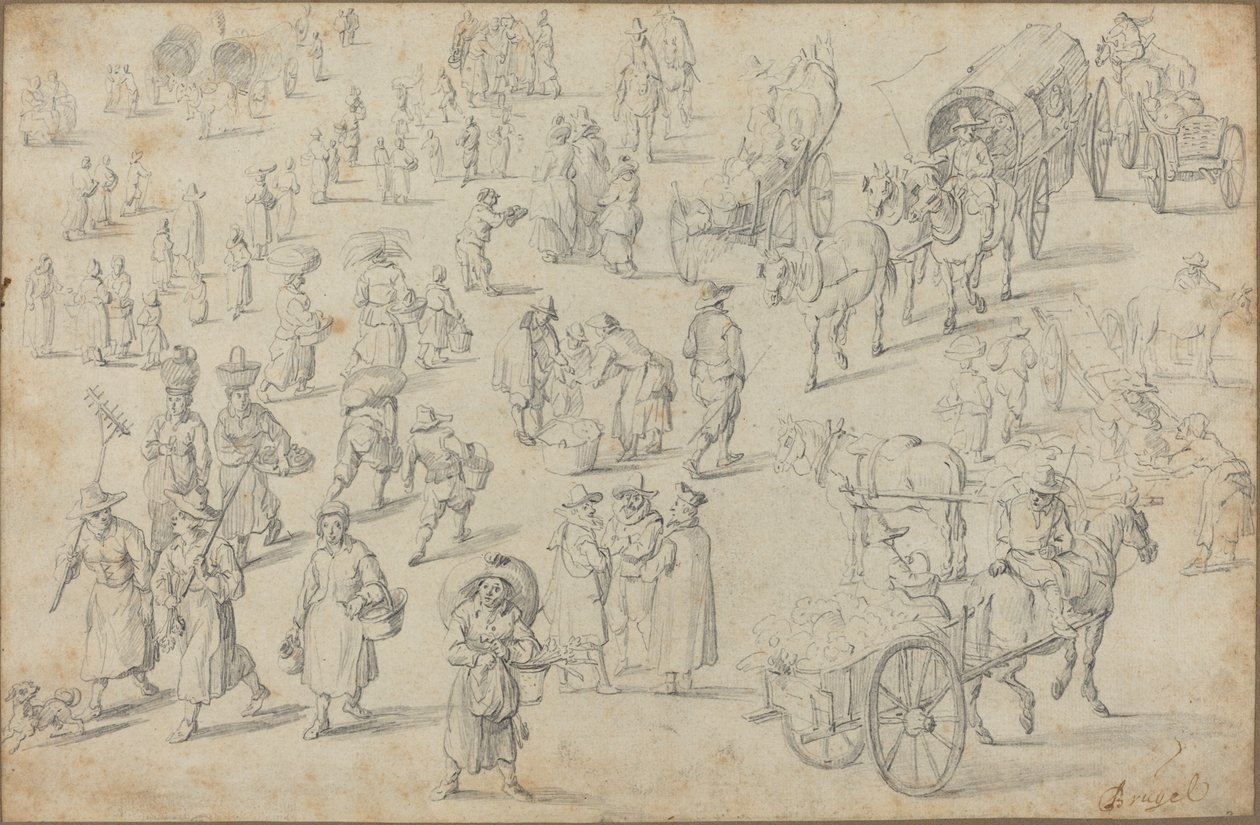 Studi di figure di mercato da David Teniers the Younger