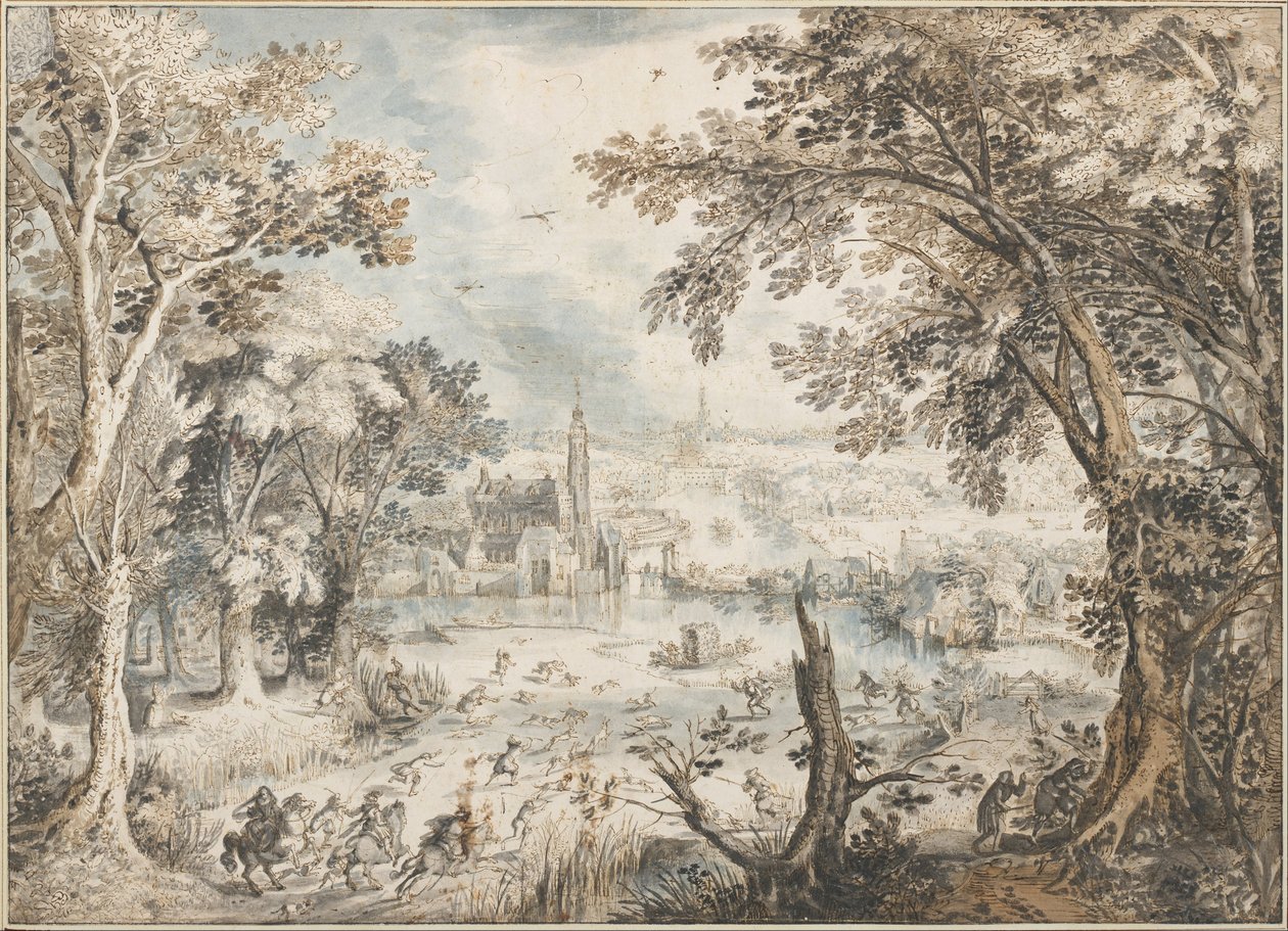 Paesaggio con caccia alla lepre da David Vinckboons
