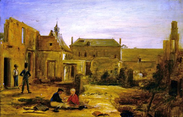 Soldati nelle rovine del castello di Hougoumont, Waterloo da David Wilkie