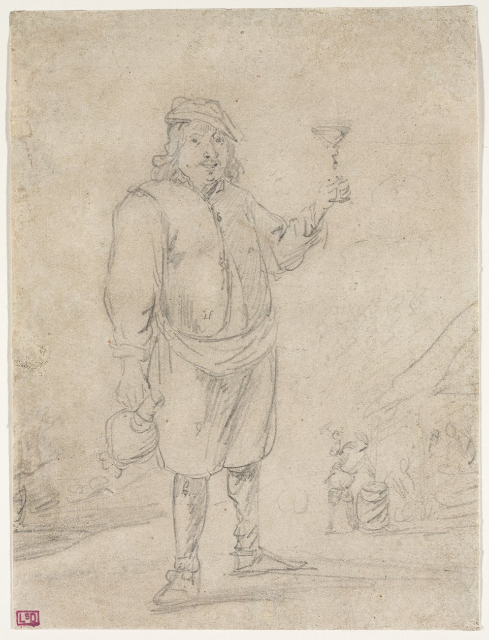 Contadino che alza un bicchiere di vino, c.1644 da David Teniers the Younger