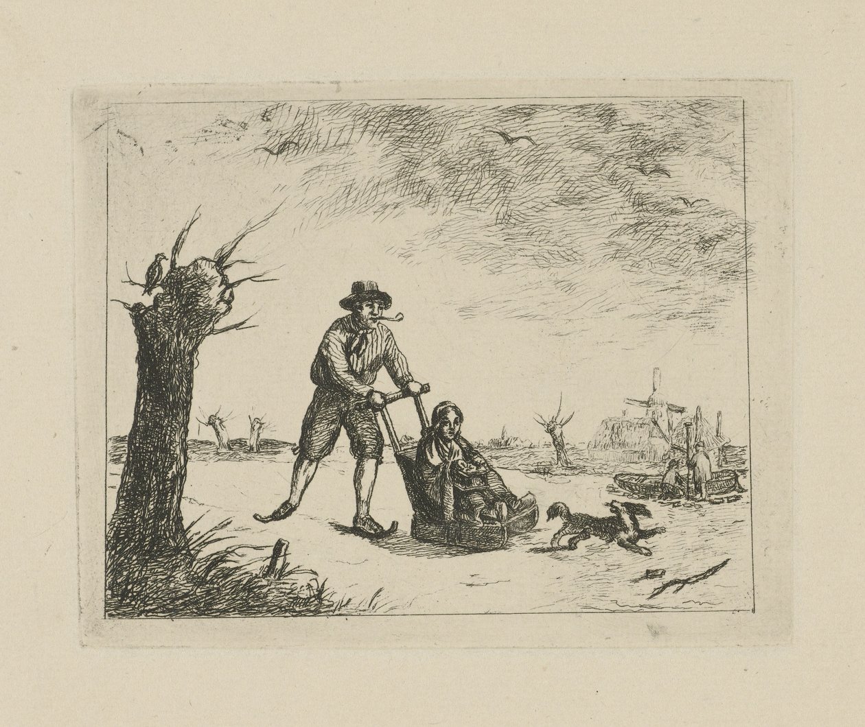 Paesaggio invernale con pattinatore da David van der Kellen