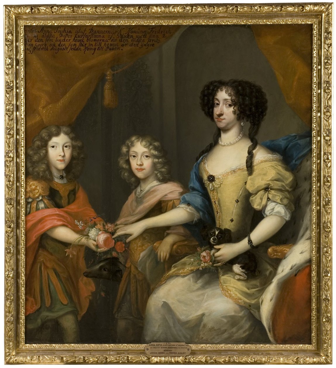 Anna Sofia, 1647-1717, principessa di Danimarca, elettrice di Sassonia, i suoi figli Johann Georg IV, 1668-1697, elettore di Sassonia, Friedrich August I / August II il Forte, 1670-1733, elettore di Sassonia, re di Polonia da David von Krafft