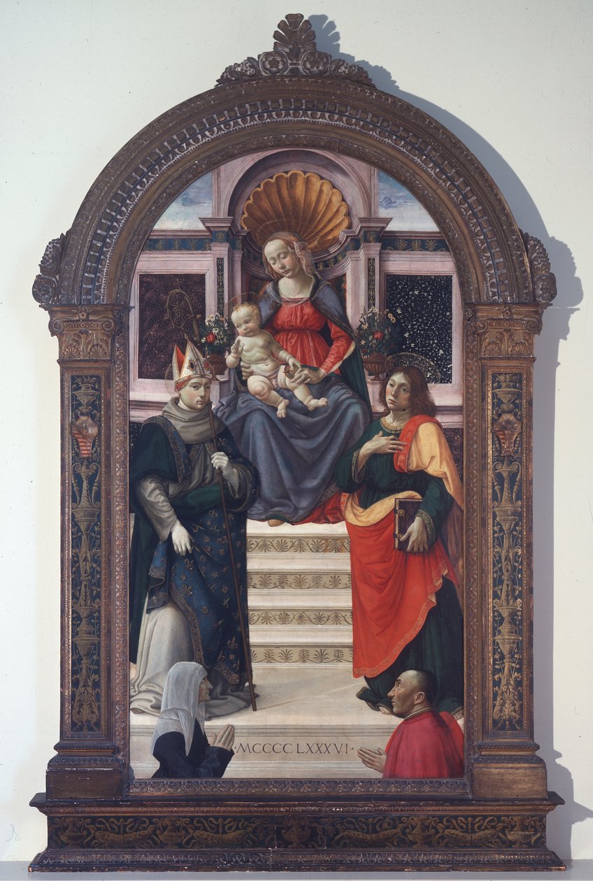 La Madonna con Bambino e San Luigi di Tolosa, Giovanni Evangelista e donatori da Davide Ghirlandaio