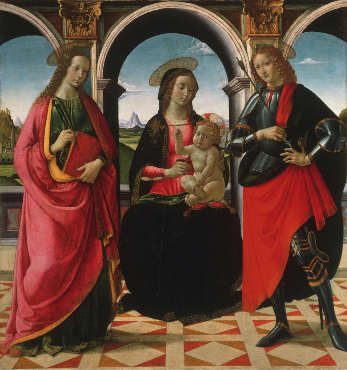 Vergine e Bambino, con i santi Apollonia e Sebastiano da Davide Ghirlandaio