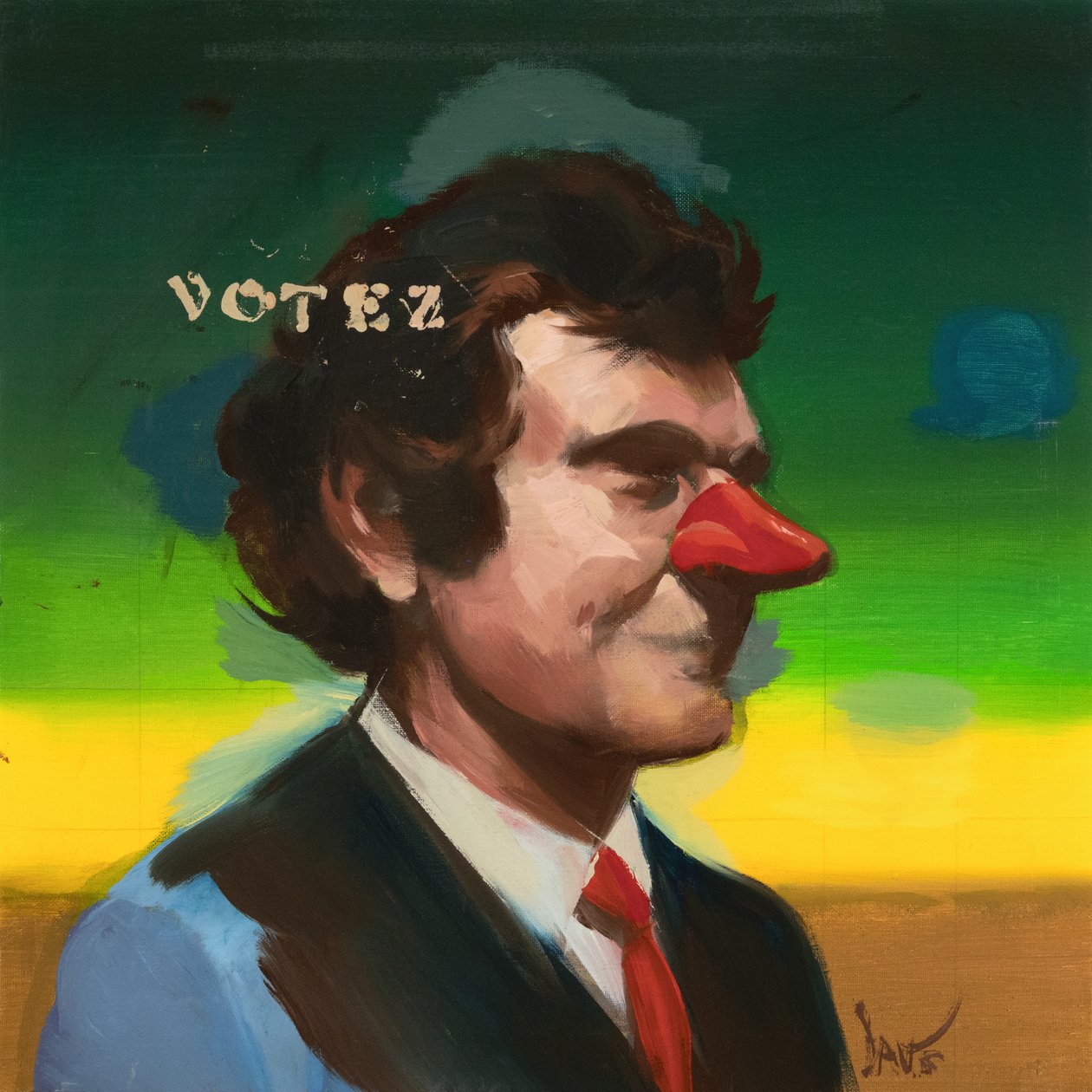 Marcel Broodthaers 19 (Votez), 2023 (olio su lino) da Davis Lisboa