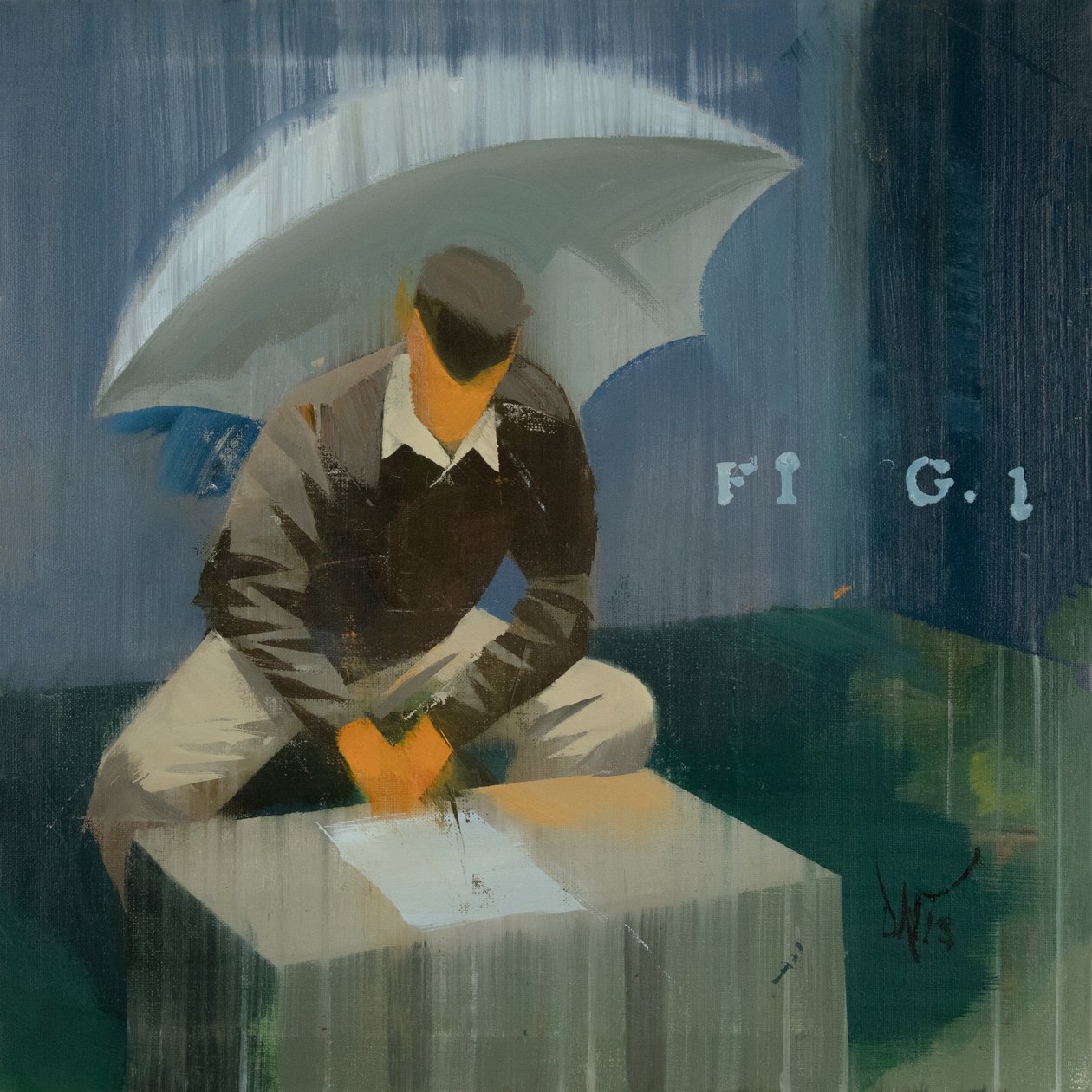 Marcel Broodthaers 22 (FIG 1), 2024 (olio su lino) da Davis Lisboa