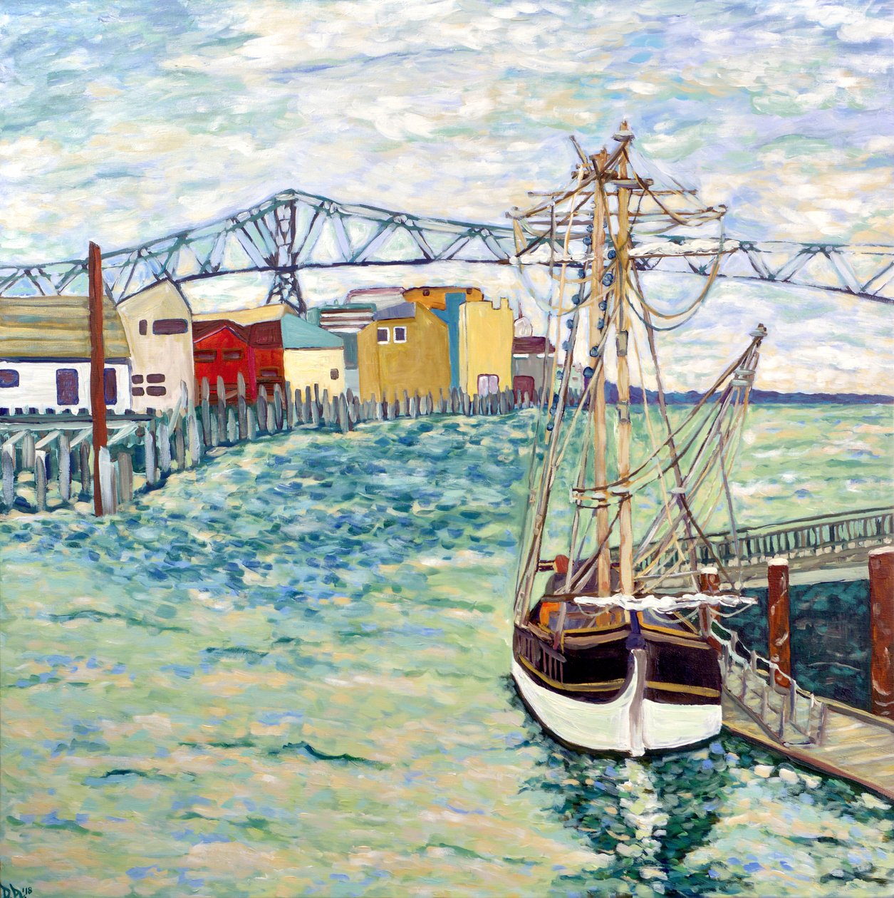 Astoria Boat, 2018 (acrilico su tela) da Deborah Eve Alastra