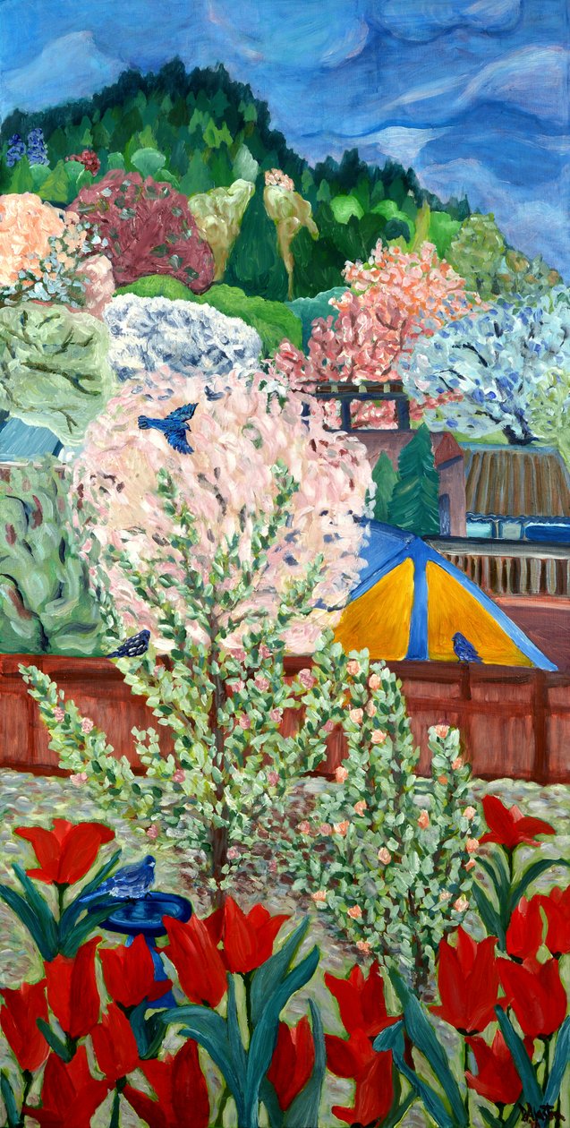 Primavera degli uccelli azzurri, 2012 (acrilico su tela) da Deborah Eve Alastra