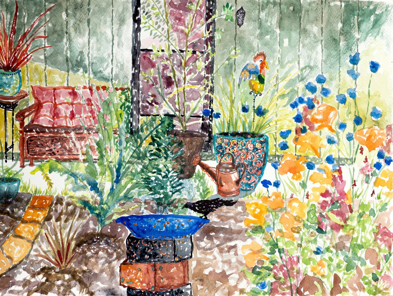 Il giardino dei corvi, 2024 (acquerello) da Deborah Eve Alastra