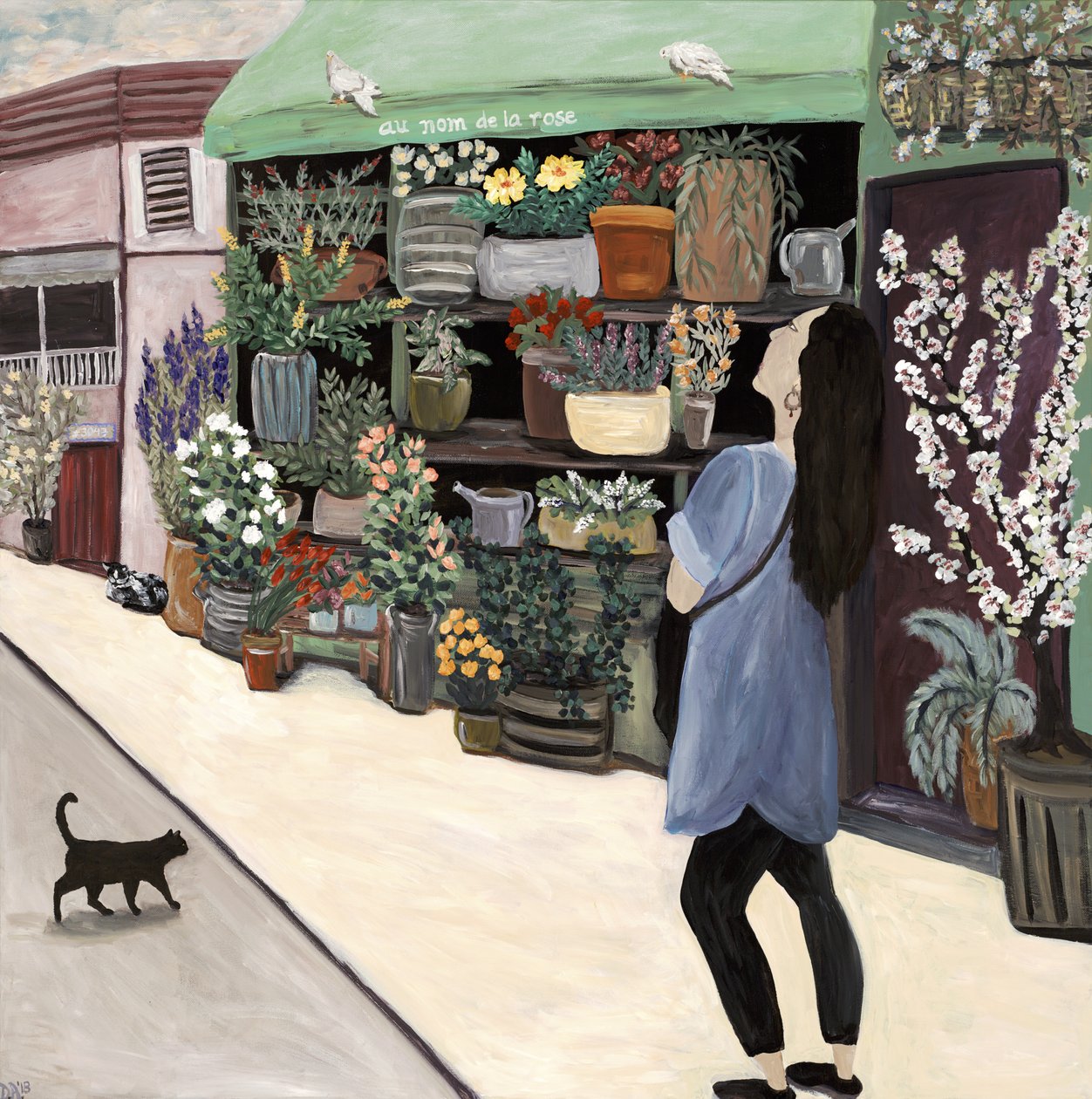 Negozio di fiori St. Germain, 2018 (acrilico su tela) da Deborah Eve Alastra