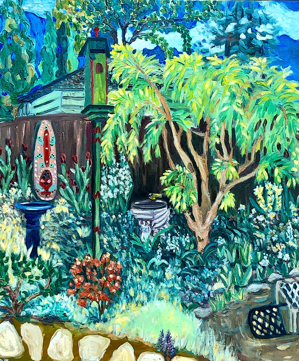 Veduta del giardino, 2020 (olio su tela) da Deborah Eve Alastra