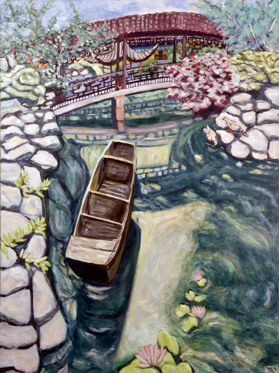 Canoa di Lansu, 2018 (acrilico su tela) da Deborah Eve Alastra