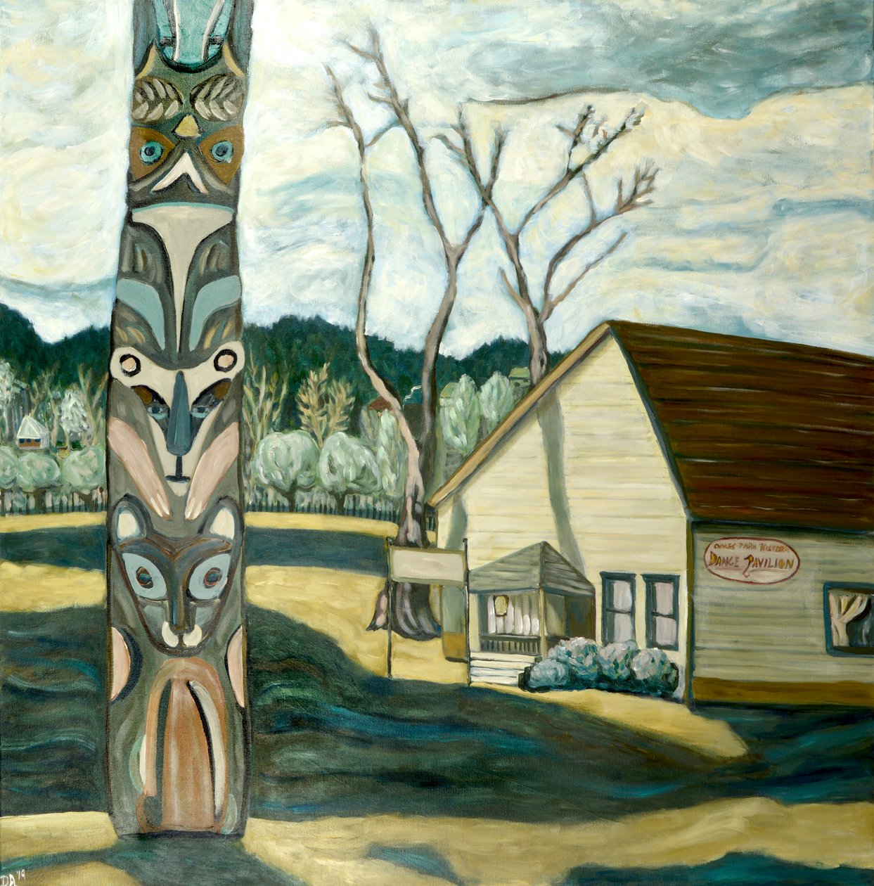 Totem di querce, 2019 (acrilico su tela) da Deborah Eve Alastra
