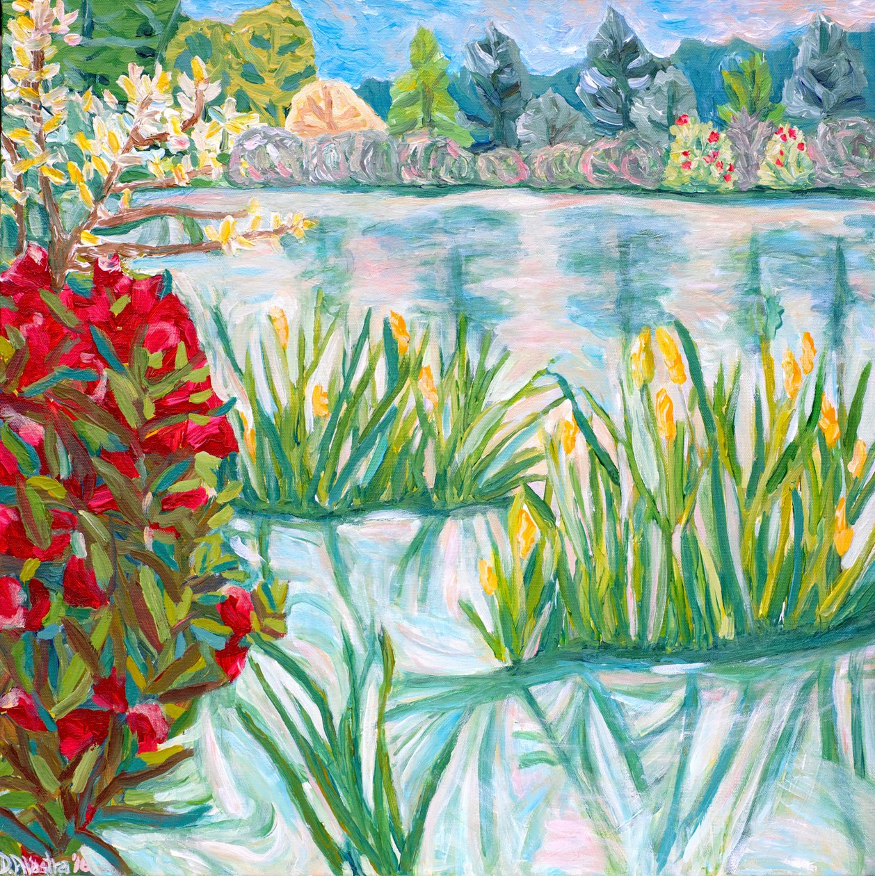 Red Rhodie, 2015 (acrilico su tela) da Deborah Eve Alastra