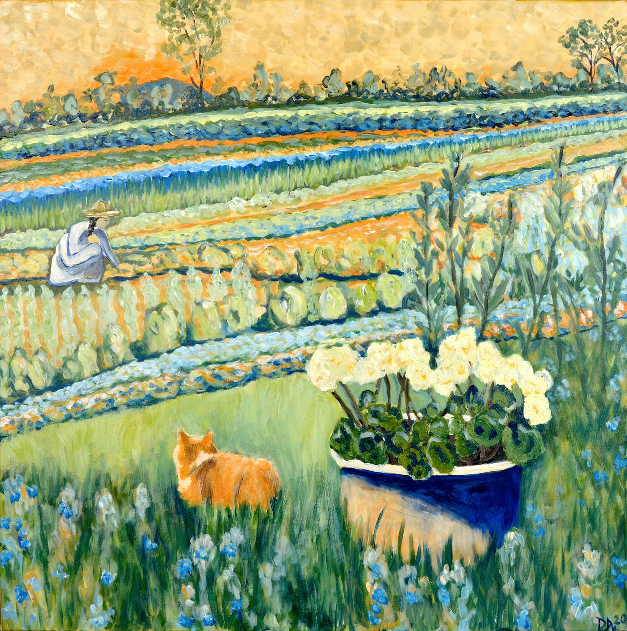 Al riparo nel giardino, 2021 (acrilico su tela) da Deborah Eve Alastra
