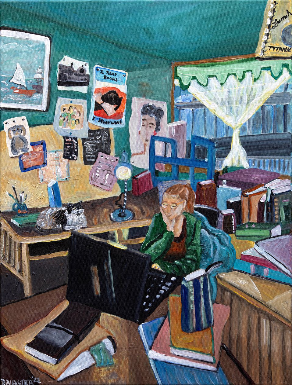 Cabina dello scrittore, 2023 (acrilico su tela) da Deborah Eve Alastra
