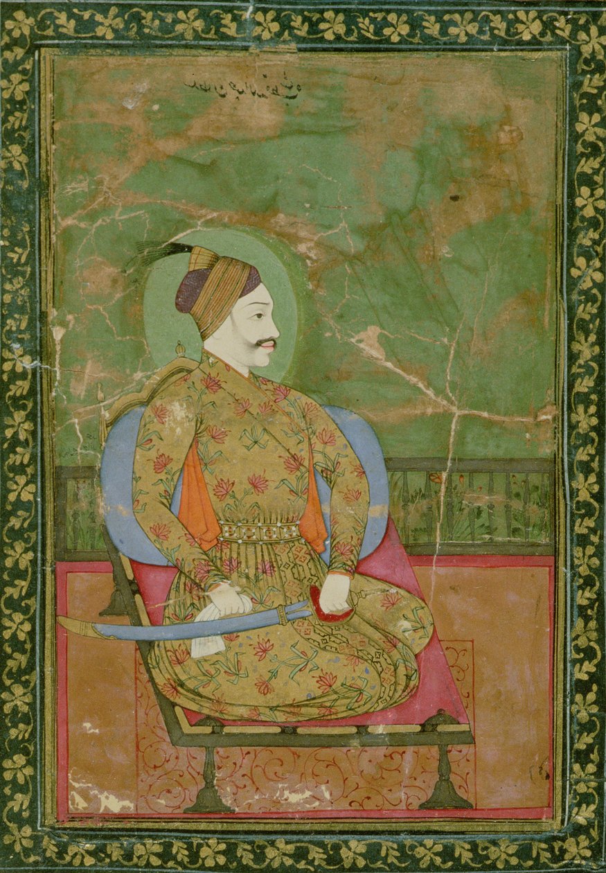 58.2025A Ritratto del Sultano Abdullah Qutb Shah seduto, Golconda, 1670 da Deccani School