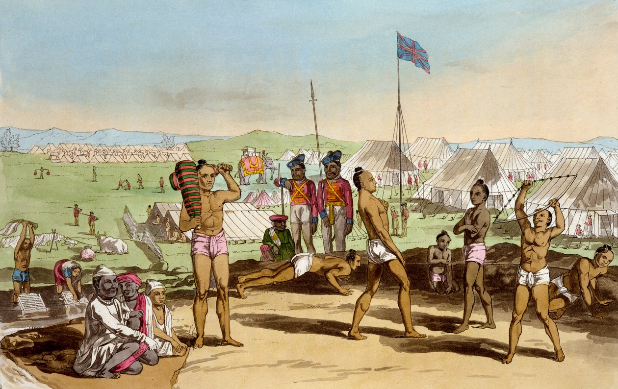 Un Ukhara con vista sul campo del residente britannico, da 