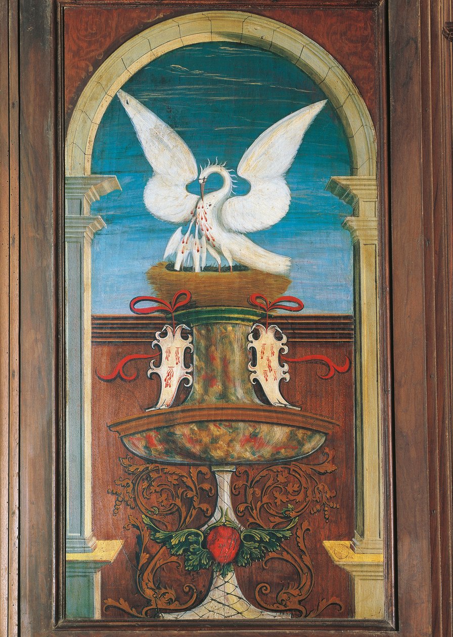 Fontana dipinta da Defendente Ferrari, sulla parte posteriore del coro del XVI secolo, Chiesa di San Girolamo, Biella da Defendente Ferrari