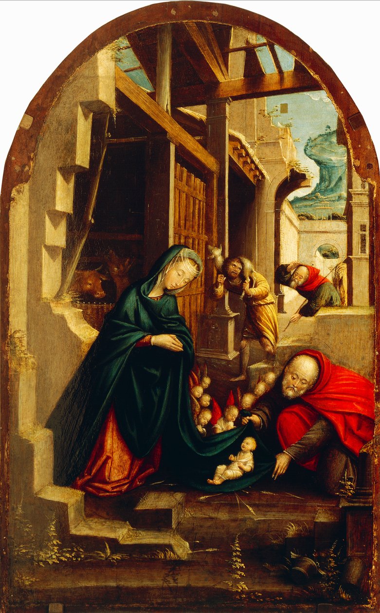 Natività con angeli adoranti e pastori da Defendente Ferrari