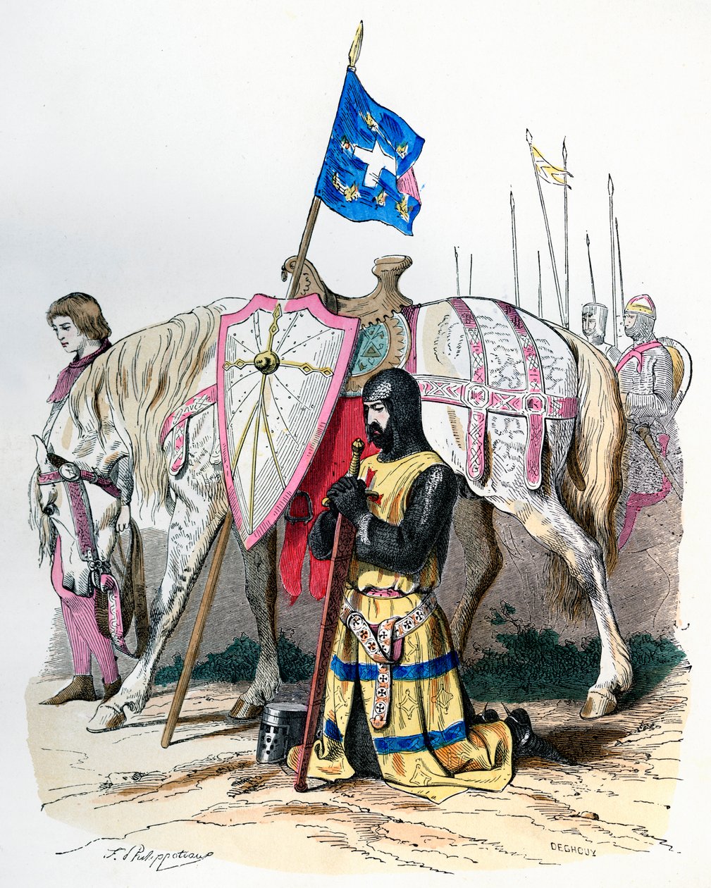 Un cavaliere che prega prima di partire per la seconda crociata, 1146 1882-1884 da Deghouy