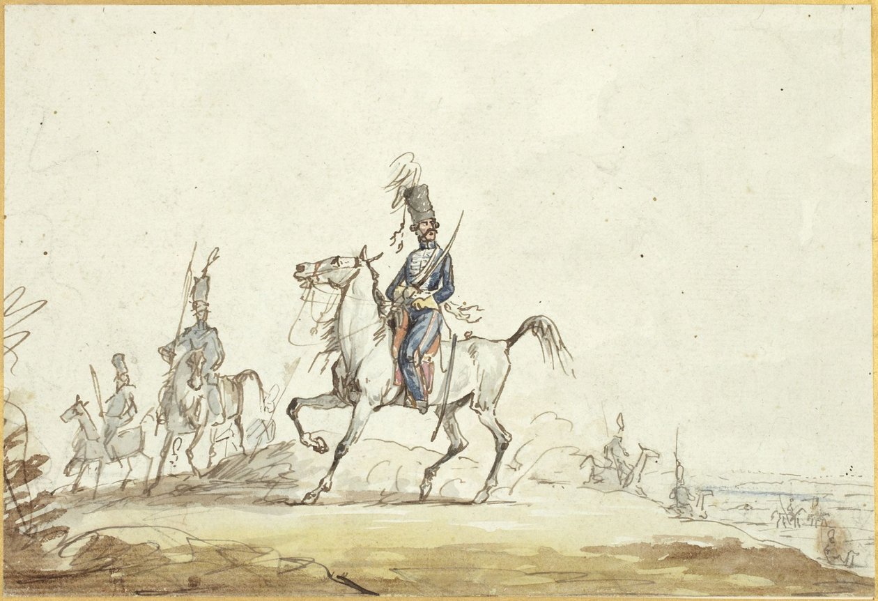 Cavalieri su una collina da Denis-Auguste-Marie Raffet